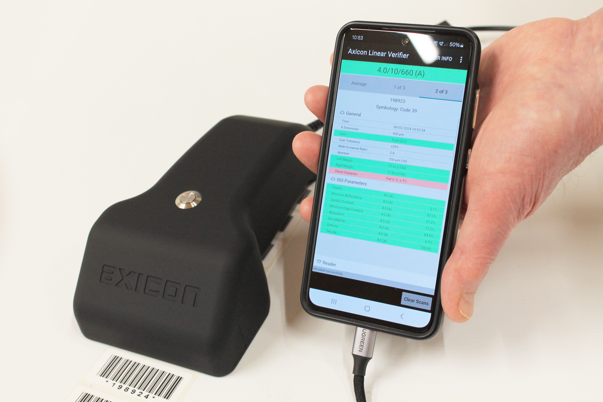 Android App with the 6100-S Barcode Verifier